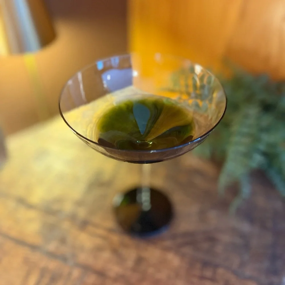 Pier 1 Imports Elemental Green Martini Glasses– Large Coupe Cocktail Glasses (4)